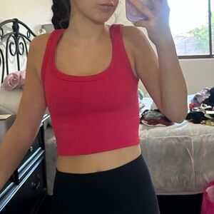 Alixandra Blue Red Ripped Crop Tank Top